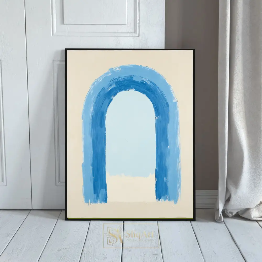 Minimalist Blue Arch Abstract Canvas Wall Art