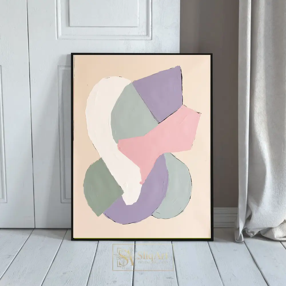 Pastel Abstract Geometric Wall Art - Minimalist Impasto Shapes