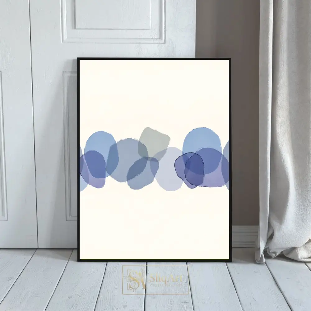 Minimalist Blue Overlapping Circles Abstract Art | SliqArt