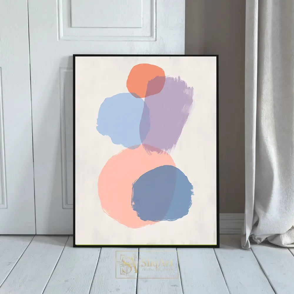 Serene Pastel Overlapping Shapes Minimalist Abstract Art