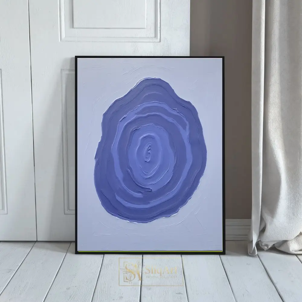 Minimalist Lavender Impasto Abstract Wall Art - Textured Purple Agate Slice