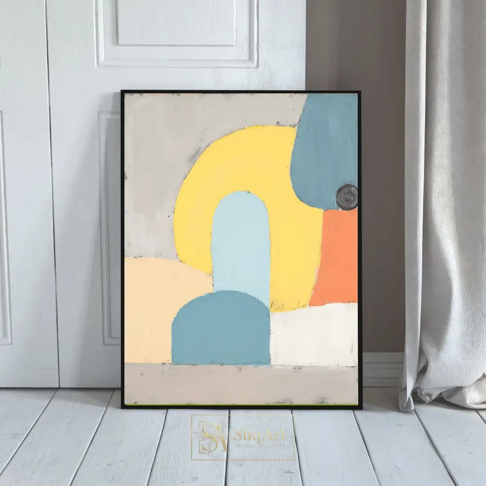 Minimalist Abstract Geometric Arch Canvas Art - Muted Pastel Tones