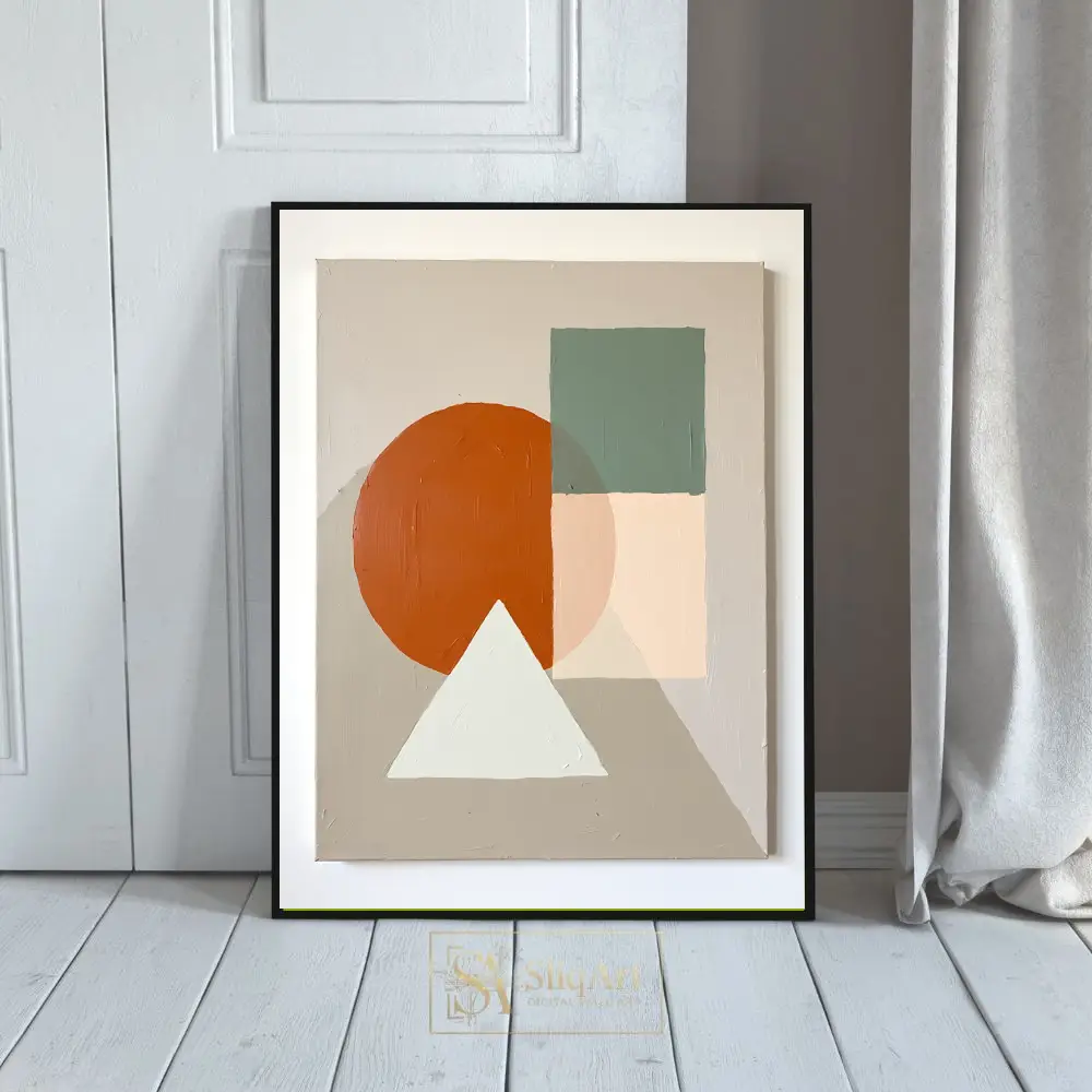 Earthy Geometric Abstract Canvas Wall Art - Terracotta & Sage