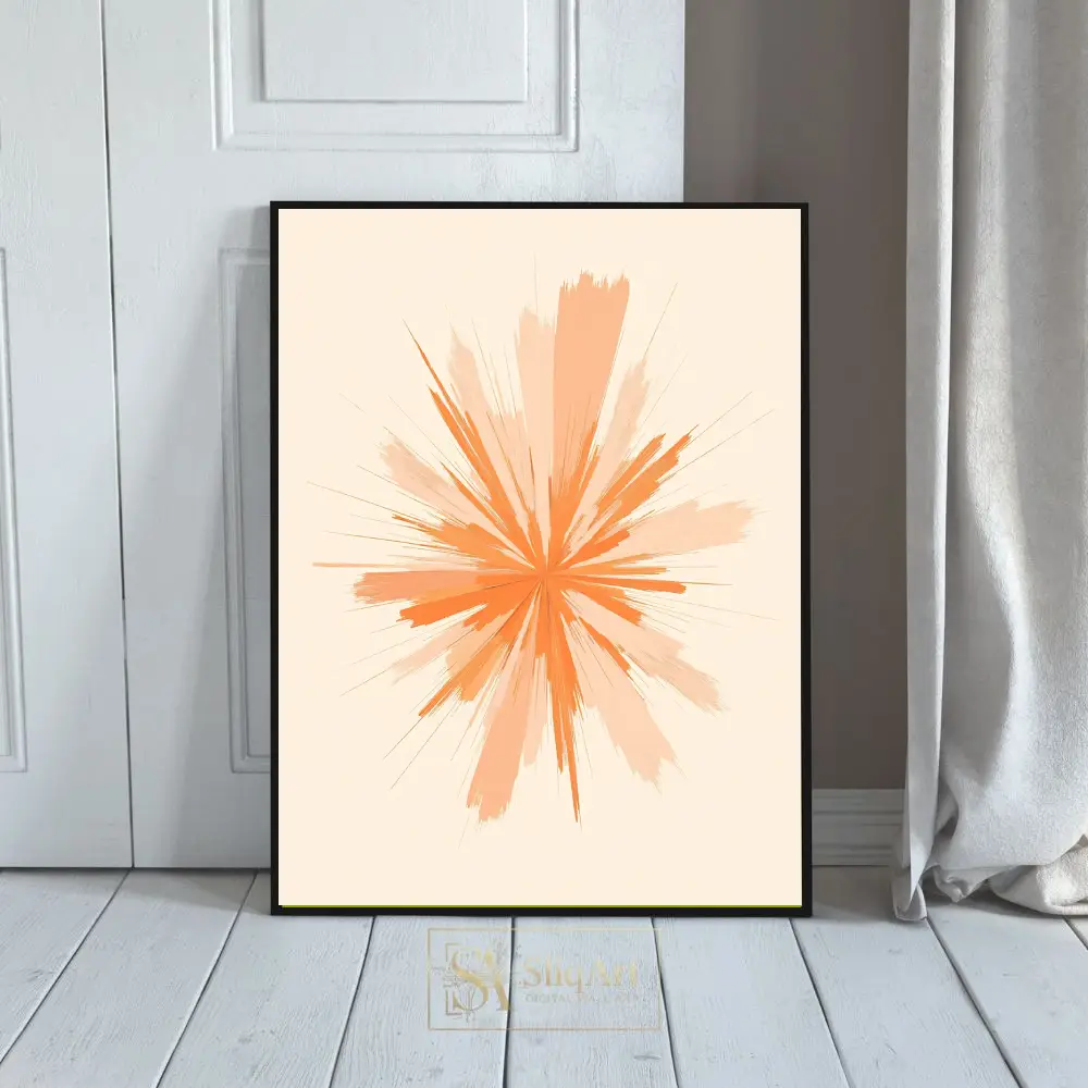 Radiant Orange Abstract Starburst Wall Art - Modern Minimalist Decor
