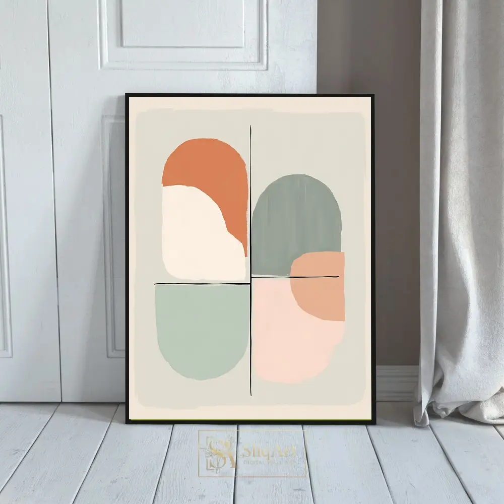 Minimalist Organic Abstract Art - Earthy Terracotta and Sage Wall Decor