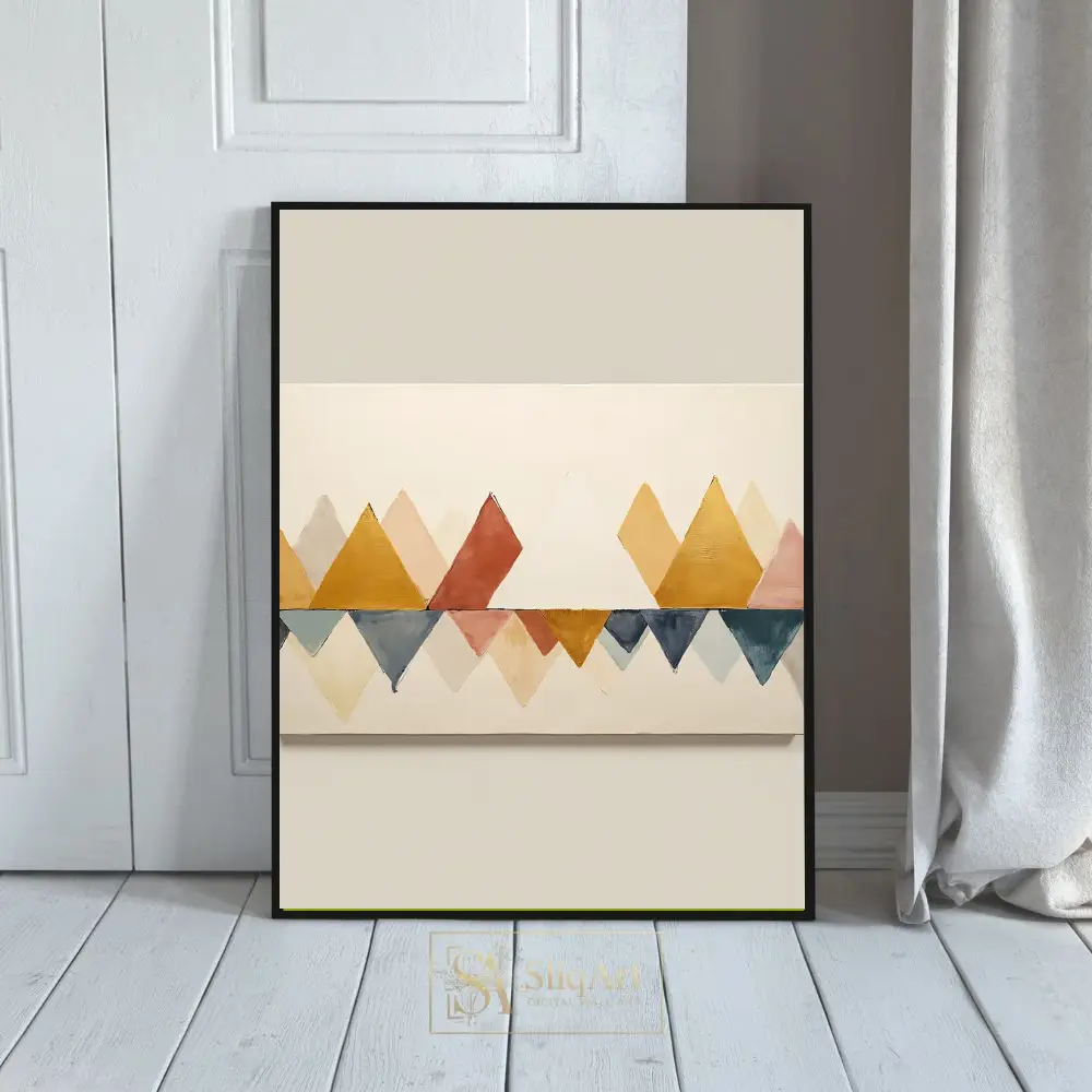 Abstract Geometric Mountain Peaks Canvas Art - Earthy Tones