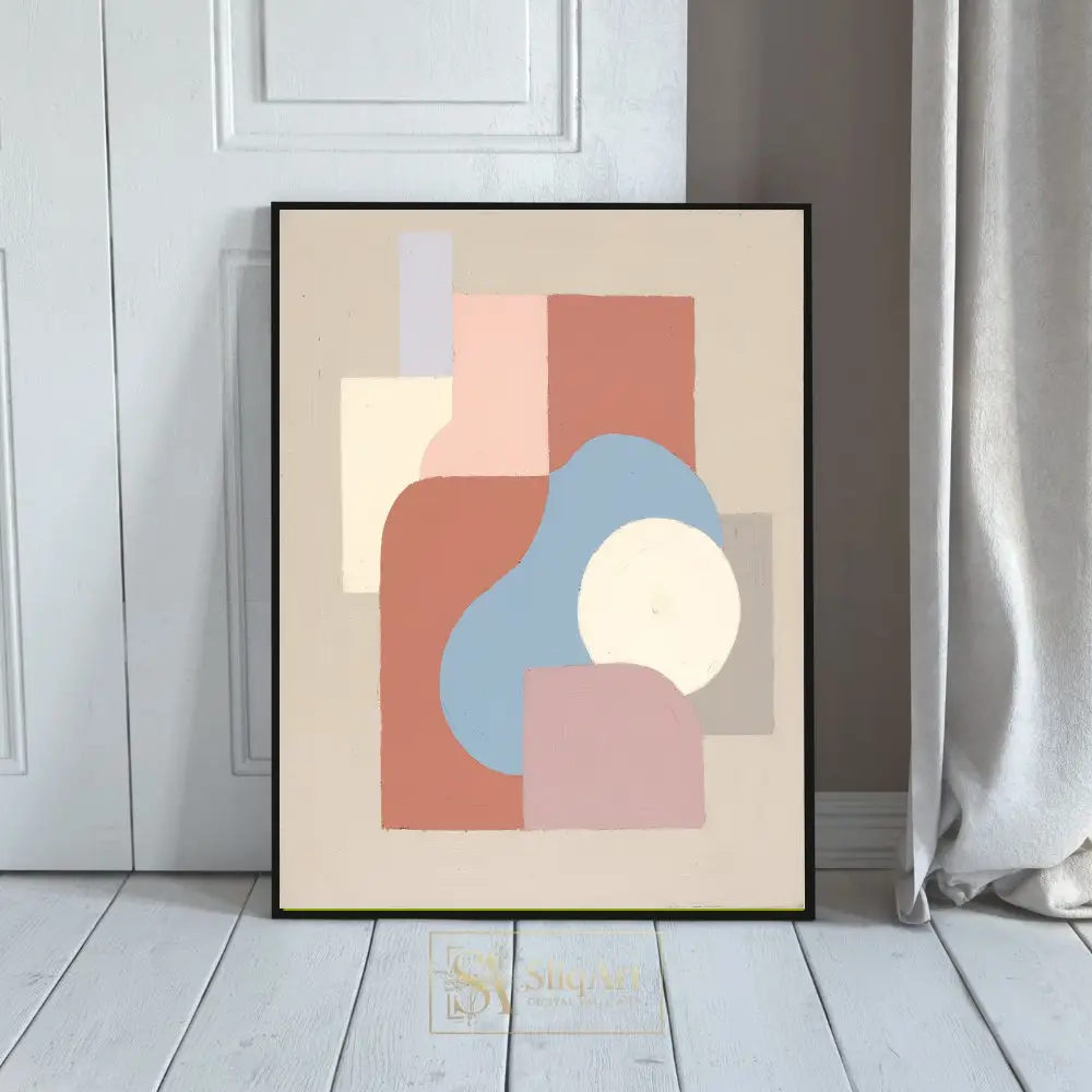 Abstract Pastel Geometric Shapes Canvas Art | Minimalist Modern Wall Decor