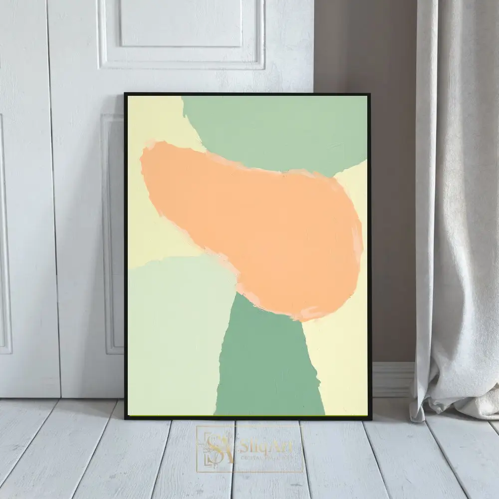 Abstract Pastel Peach and Sage Green Textured Wall Art | SliqArt