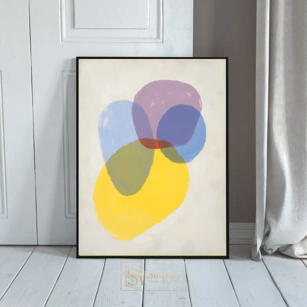 Abstract Overlapping Circles Minimalist Wall Art - Colorful Modern Canvas