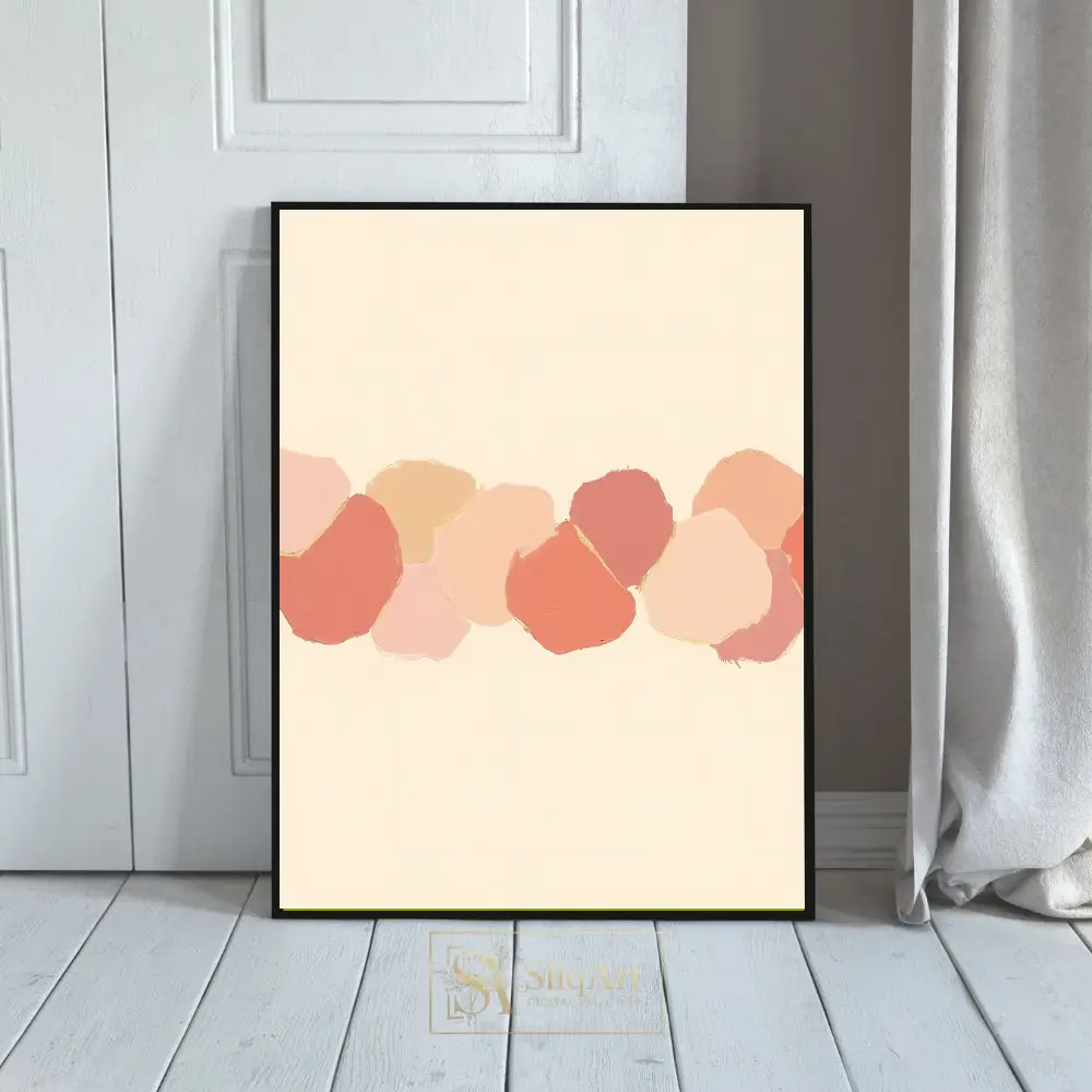 Terracotta and Blush Abstract Petals Wall Art | Modern Gold Foil Decor
