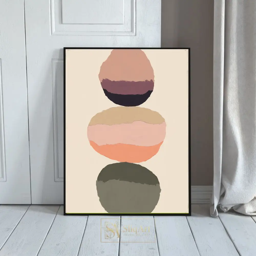 Zen Balance: Earthy Abstract Stacked Stone Canvas Art