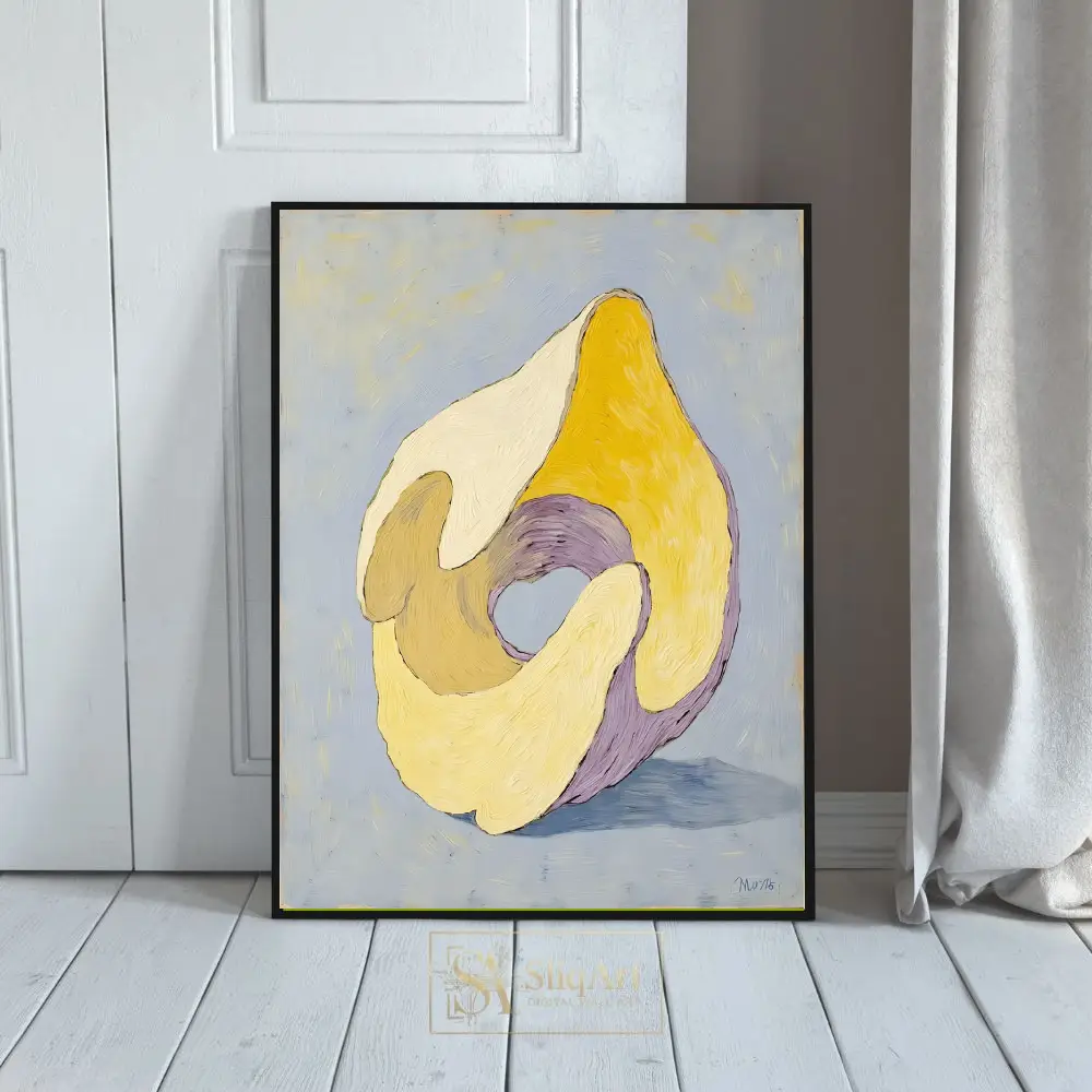 Abstract Swirl Canvas Wall Art - Yellow and Purple Impasto Painting