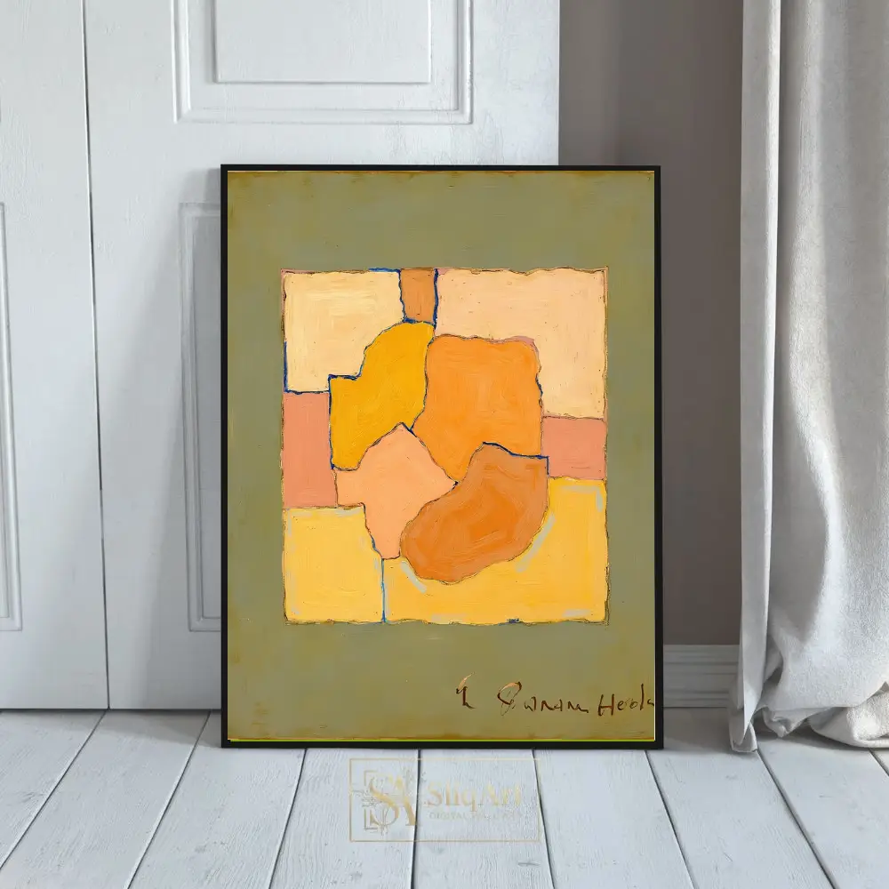 Earthy Organic Geometric Abstract - Ochre & Olive Wall Art