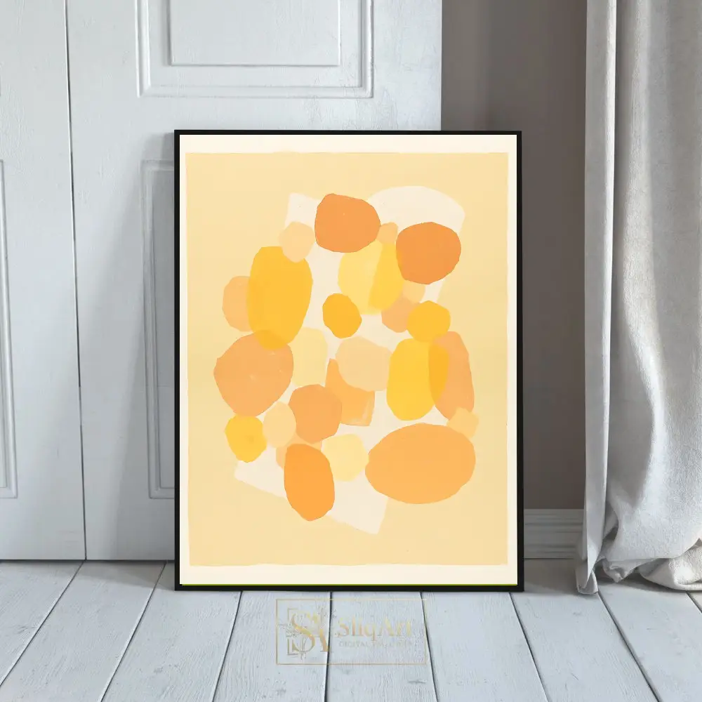 Golden Amber Abstract Organic Shapes Wall Art