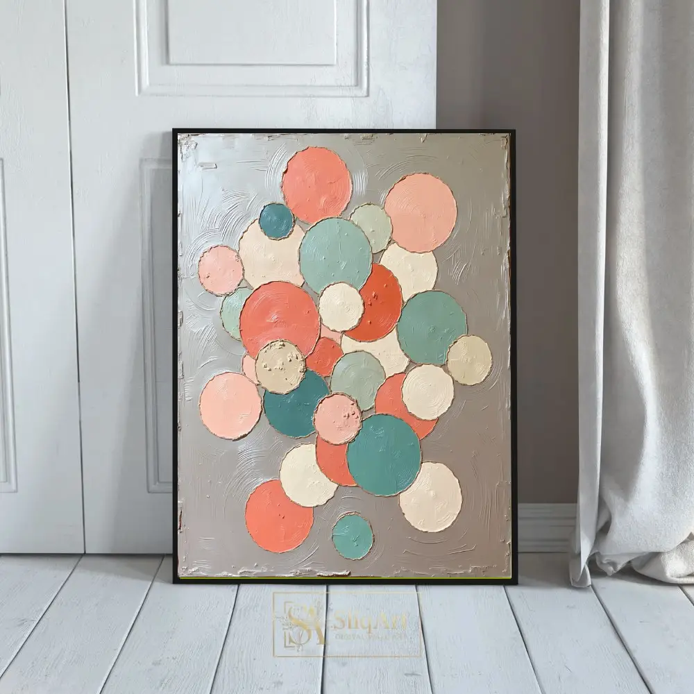 Textured Pastel Abstract Circles Canvas Wall Art