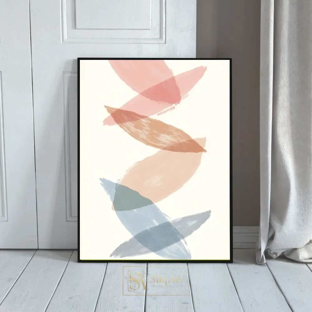 Minimalist Pastel Abstract Brushstroke Wall Art