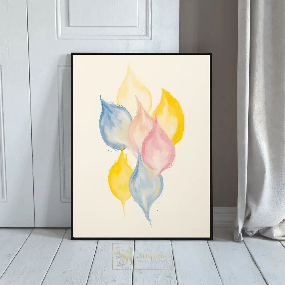 Abstract Pastel Teardrop Canvas Art - Modern Minimalist Wall Decor