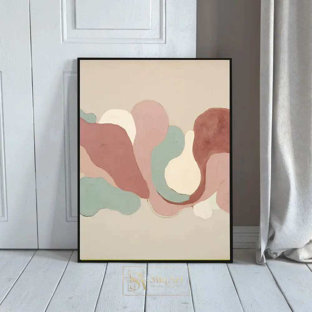 Contemporary Organic Abstract Wall Art - Sage Green & Dusty Pink