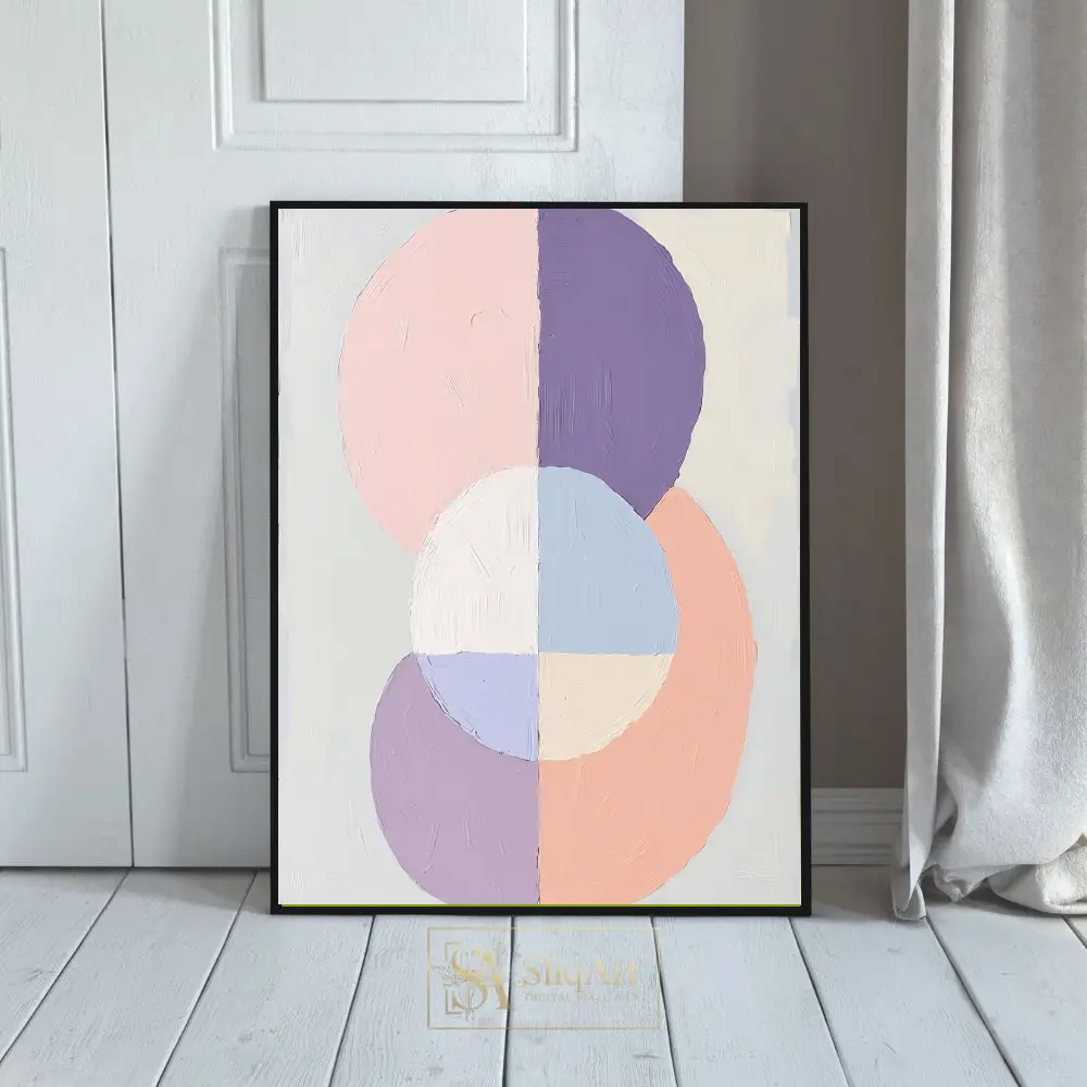 Soft Pastel Geometric Circles Textured Abstract Art