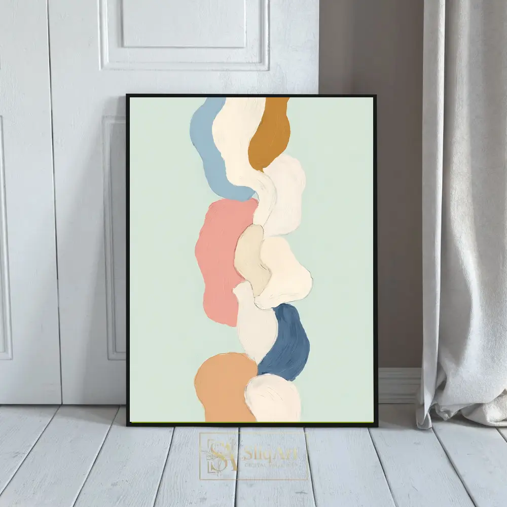Minimalist Abstract Organic Shapes Wall Art - Muted Pastel Tones
