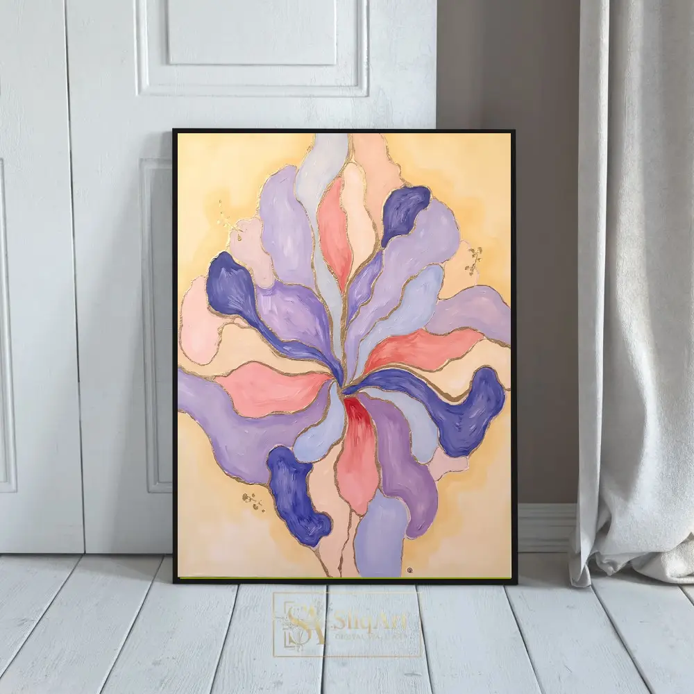 Abstract Pastel Petal Mandala Wall Art with Gold Accents