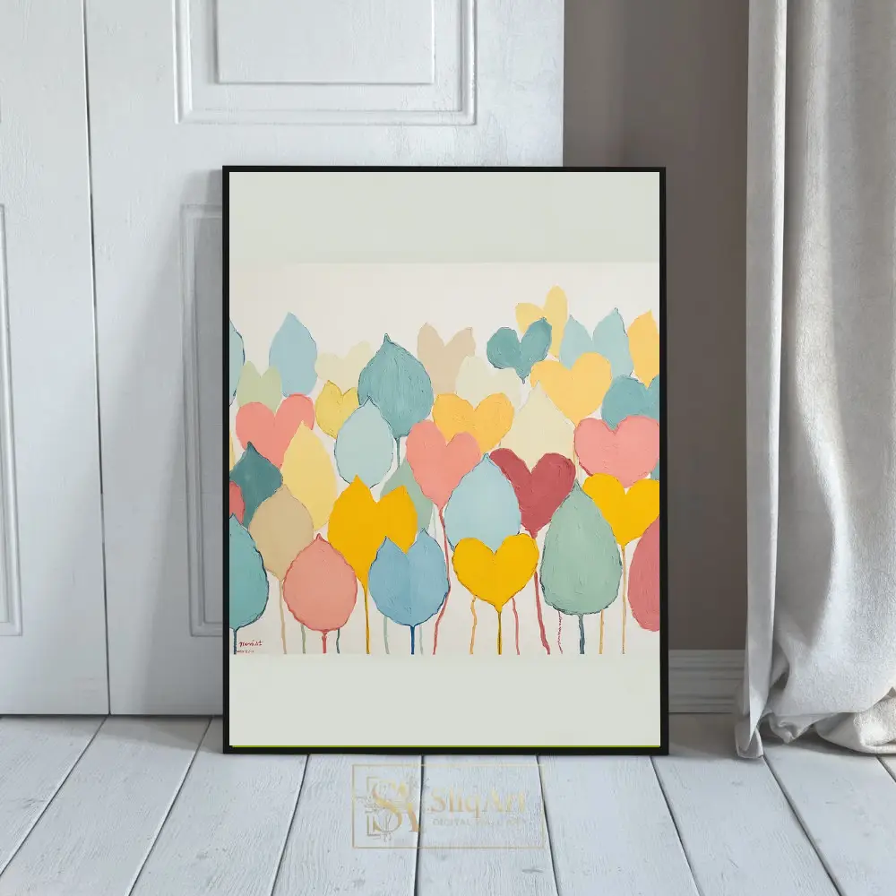 Textured Heart Forest Canvas Art - Whimsical Pastel Wall Decor | SliqArt