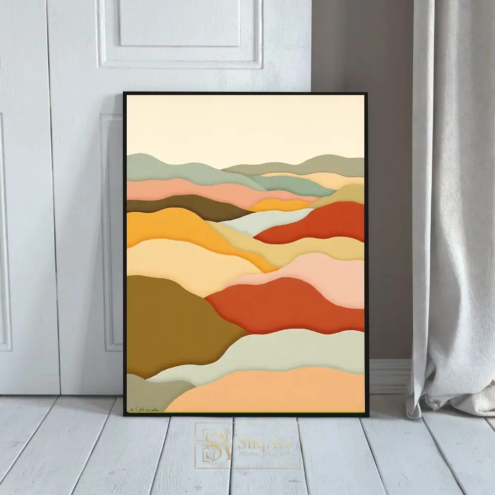 Minimalist Abstract Landscape Wall Art - Earthy Terracotta & Sage