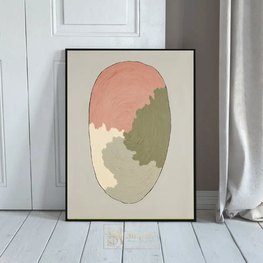 Minimalist Abstract Earth Tones Textured Oval Wall Art