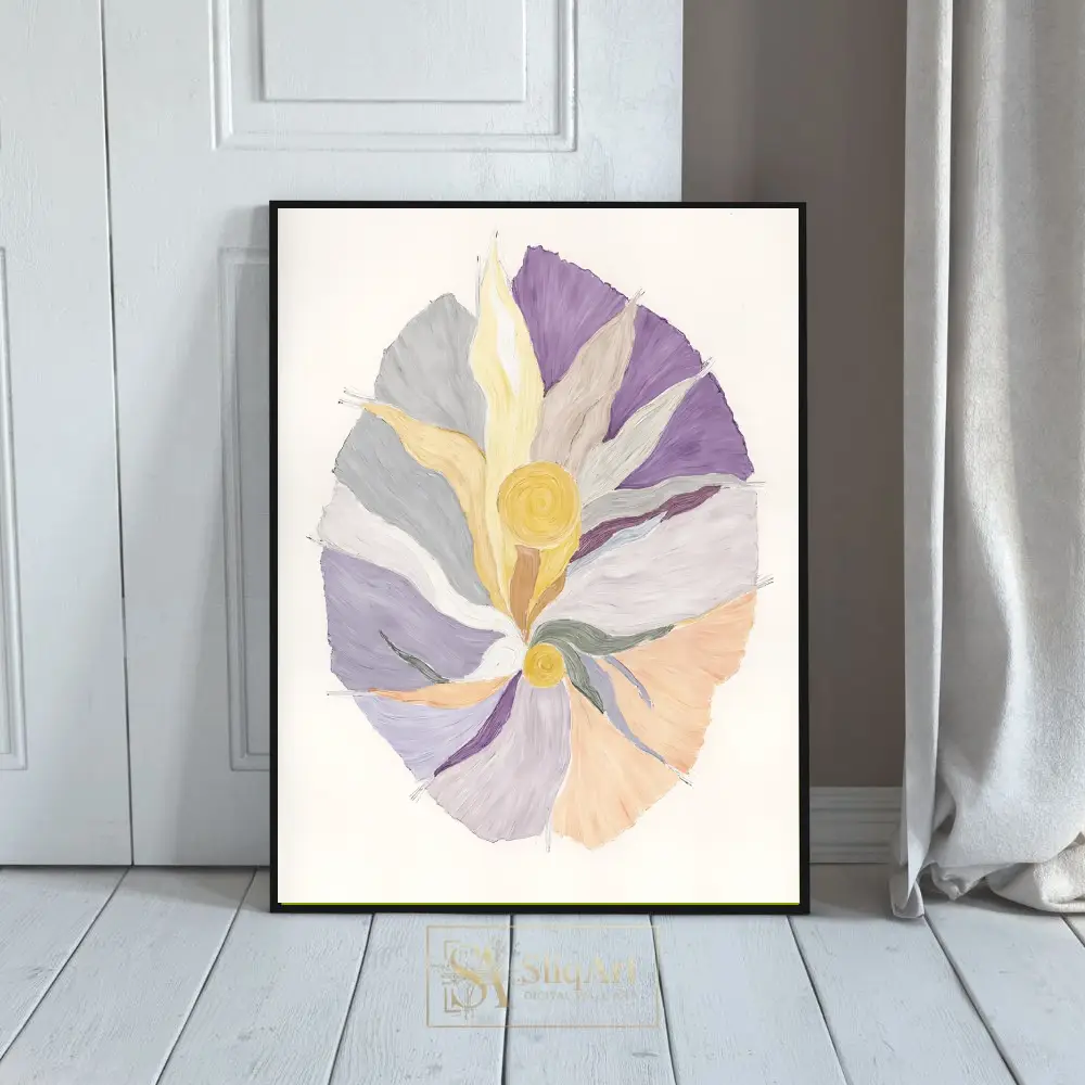 Abstract Radial Sunburst Wall Art - Purple and Yellow Contemporary Canvas Print