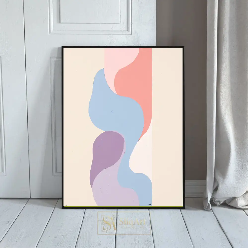 Pastel Serenity: Modern Minimalist Abstract Organic Shapes Wall Art