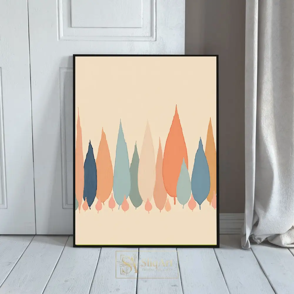Bohemian Forest Abstract Canvas Art - Muted Earth Tones Wall Decor