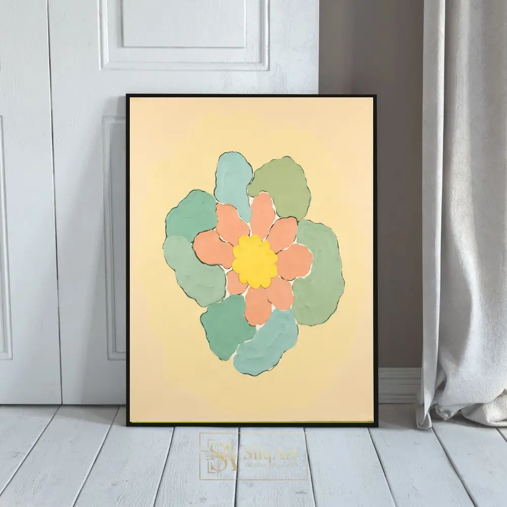 Abstract Pastel Floral Impasto Wall Art - Modern Botanical Canvas Print