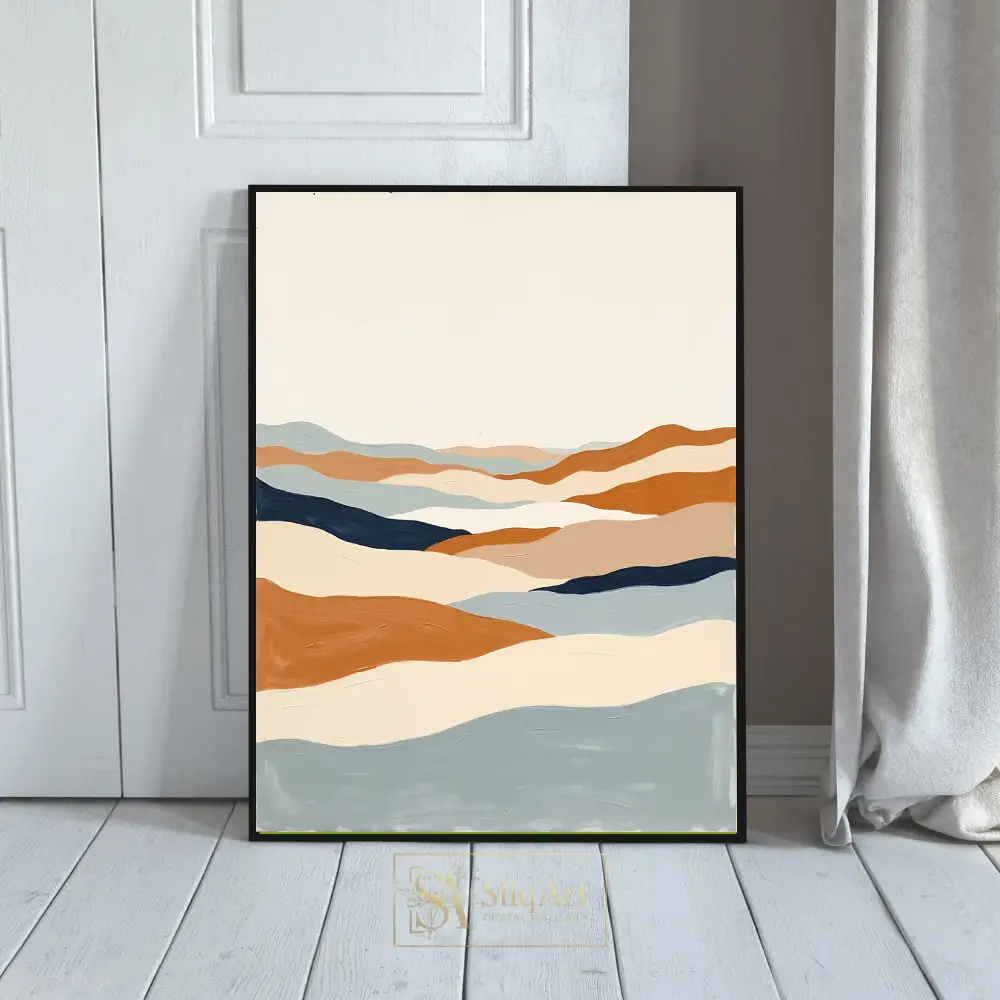 Minimalist Boho Landscape Wall Art - Abstract Earth Tone Rolling Hills