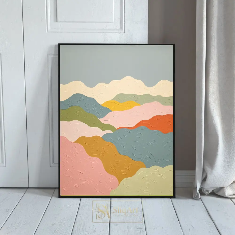 Serene Pastel Rolling Hills Abstract Textured Wall Art