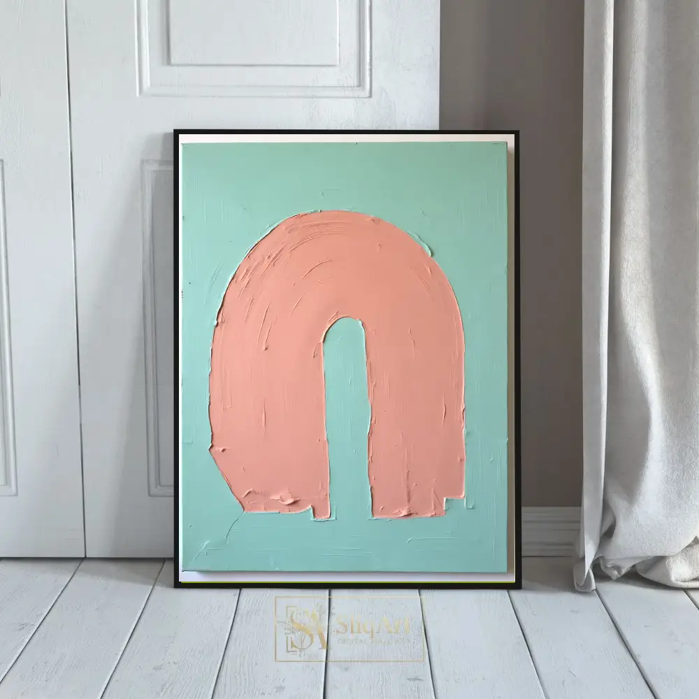 Textured Peach Arch Minimalist Abstract Art Canvas