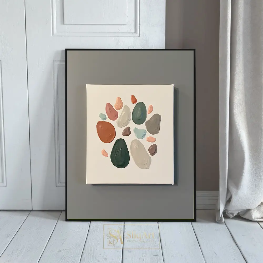 Earth Tones Minimalist Textured Abstract Wall Art - Organic Shapes Canvas