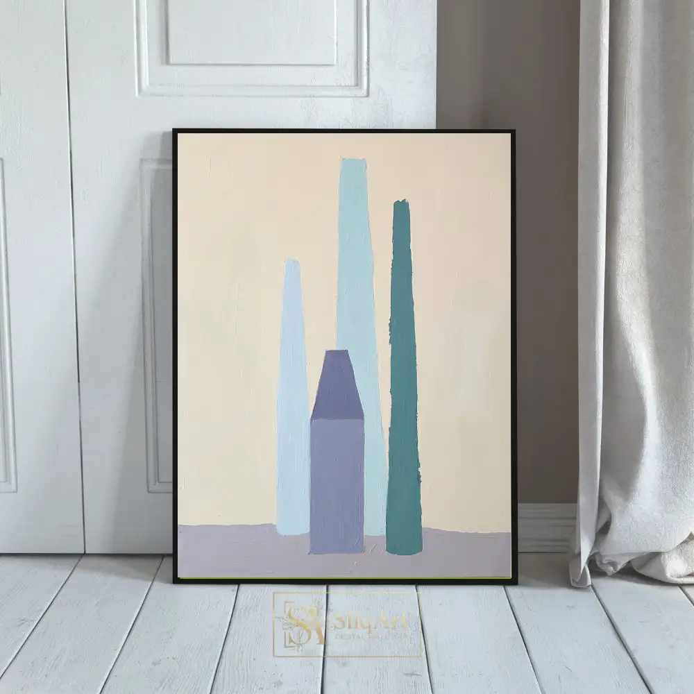 Minimalist Vertical Abstract Canvas Art - Sky Blue and Lavender