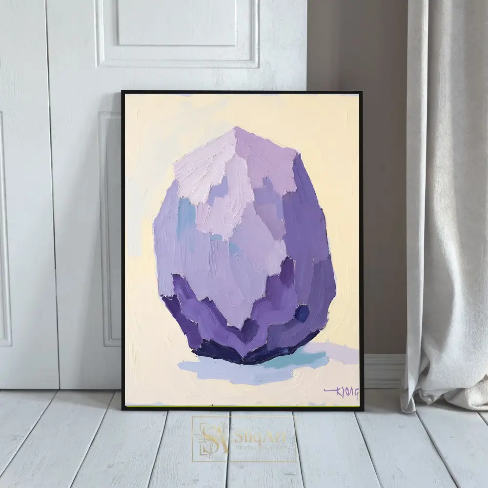 Abstract Purple Crystal Impasto Oil Painting - Modern Textured Wall Art