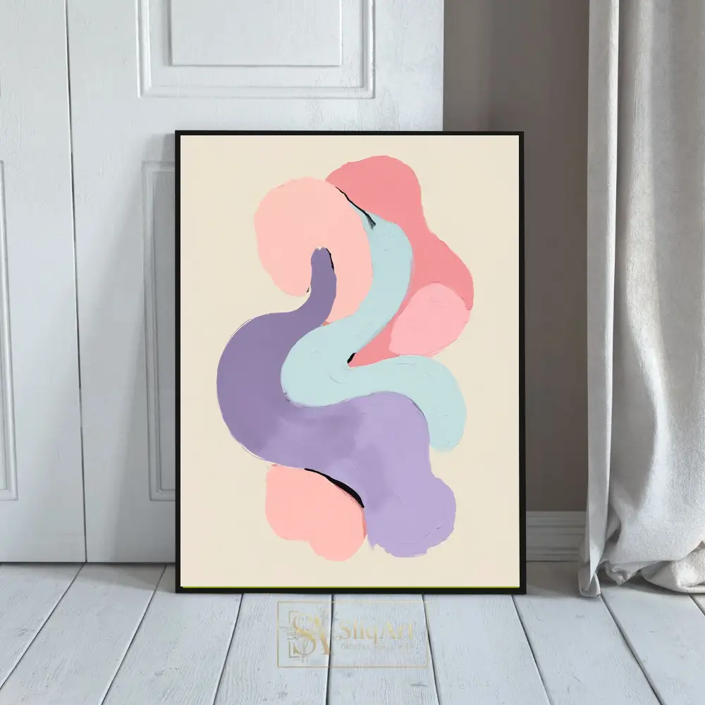 Serene Pastel Fluidity Abstract Art - Impasto Brushstroke Canvas