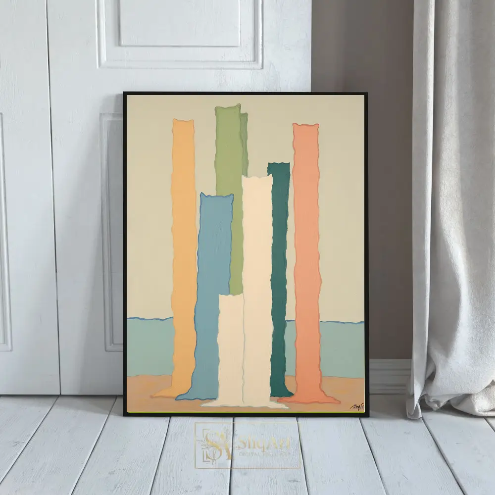 Abstract Pastel Monoliths Wall Art - Contemporary Textured Canvas Print