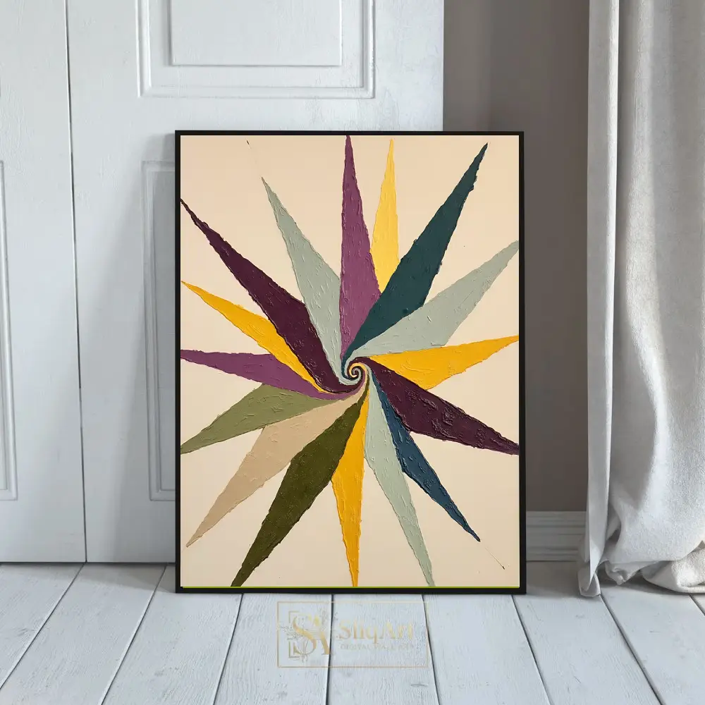 Abstract Spiraling Star Textured Canvas Wall Art