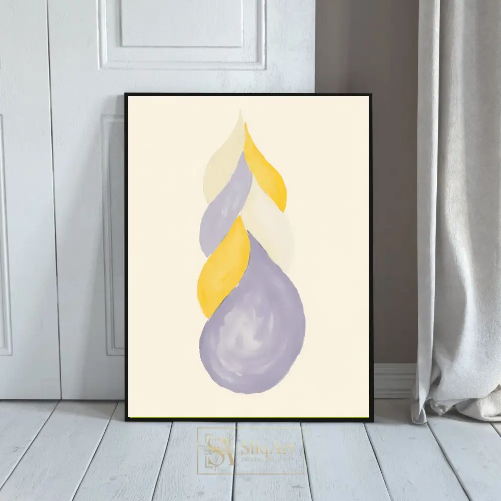 Minimalist Watercolor Braided Abstract Art - Lavender and Gold