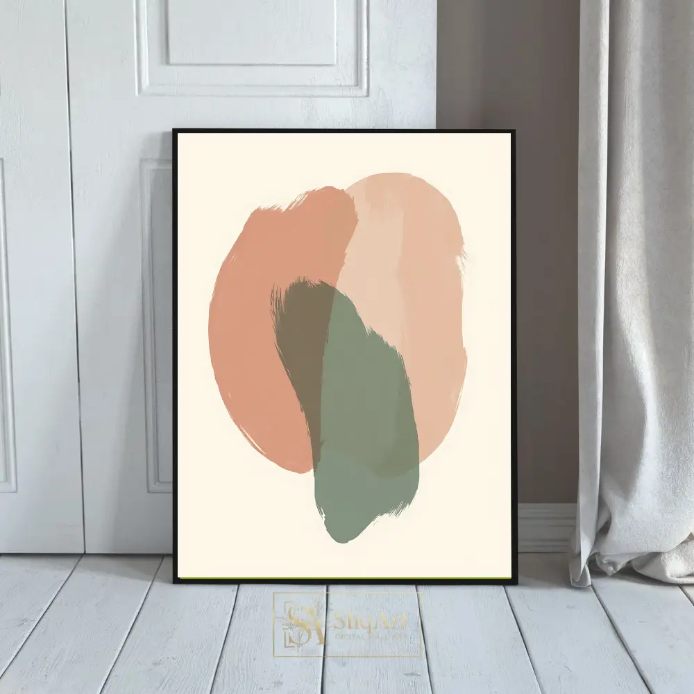 Minimalist Terracotta and Sage Green Abstract Brushstroke Wall Art