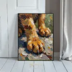 ANI a painting of a dog with curly fur and claws standing on two legs outdoors 017