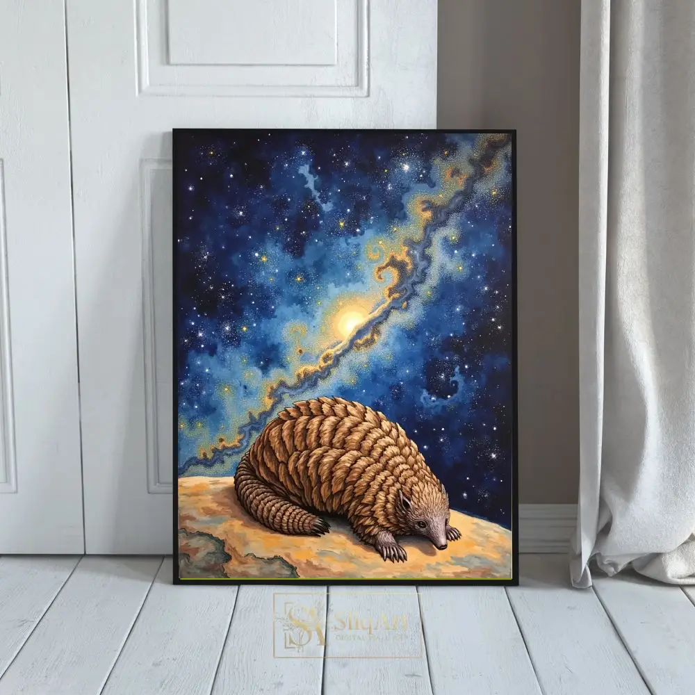 Celestial Pangolin Art - Cosmic Wildlife Canvas Print