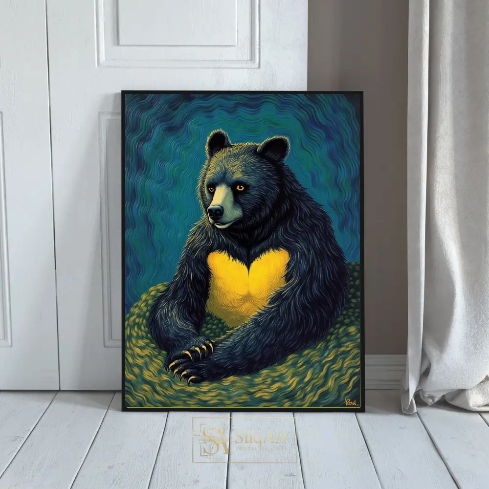 Majestic Sun Bear Illustration - Modern Wildlife Wall Art