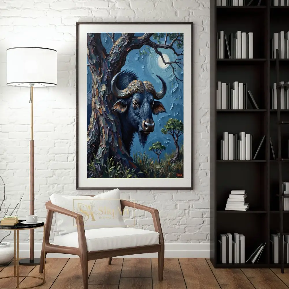 ANI-buffalo-with-horns-and-tree-in-background-059-04 ANI buffalo with horns and tree in background 059