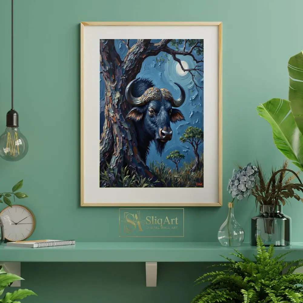 ANI-buffalo-with-horns-and-tree-in-background-059-06 ANI buffalo with horns and tree in background 059