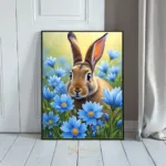 ANI bunny in blue flowers 063