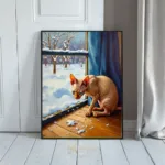 ANI cat in a room with snow outside 075